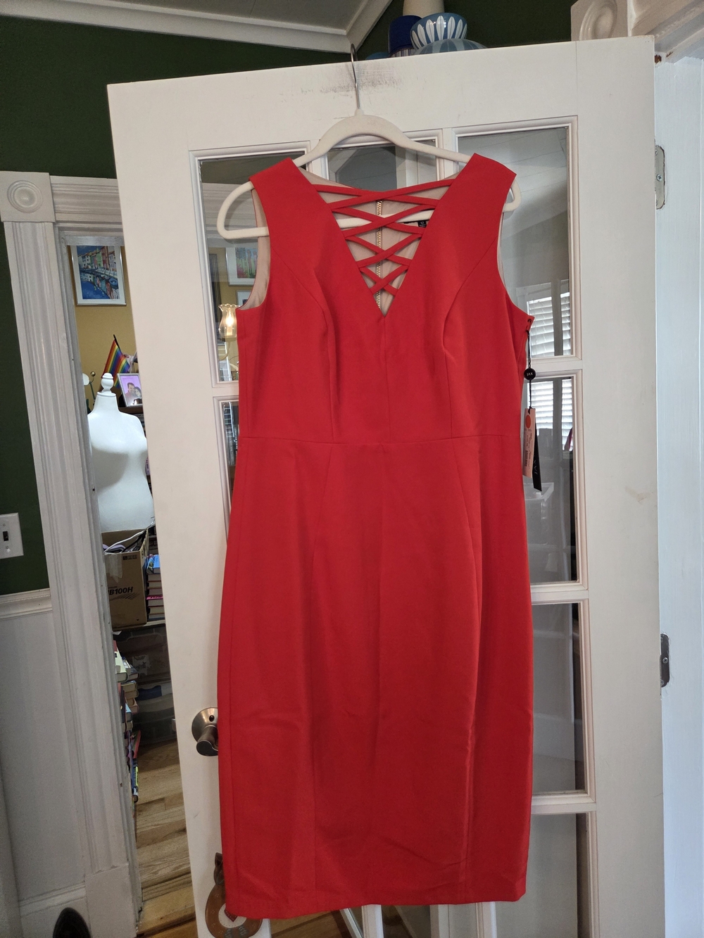 Jax Orange Midi Sheath Dress - Size 12